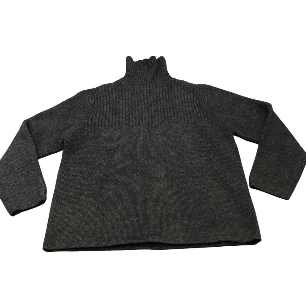 Gap Turtleneck Sweater Mens XL‎ Charcoal Gray 100% Lambswool Ribbed Knit Vintage